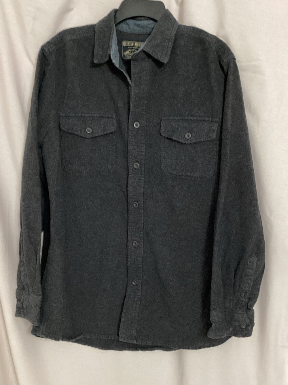 Men's Casual Long-Sleeve Dark Gray Button-Down Shirt